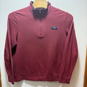 LL Bean Mens XL Quarter Zip Pullover Sweatshirt Burgundy Maroon Traditional Fit
